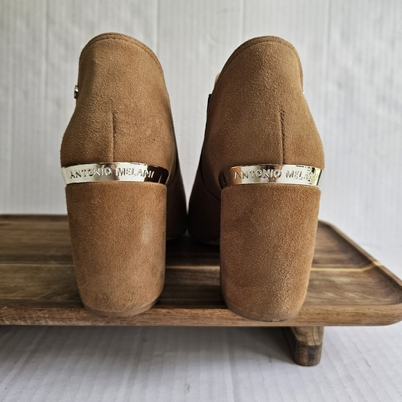Antonio Melani Maxinee booties size 9.5 tan suede pointed toe leather slip on - Picture 9 of 15